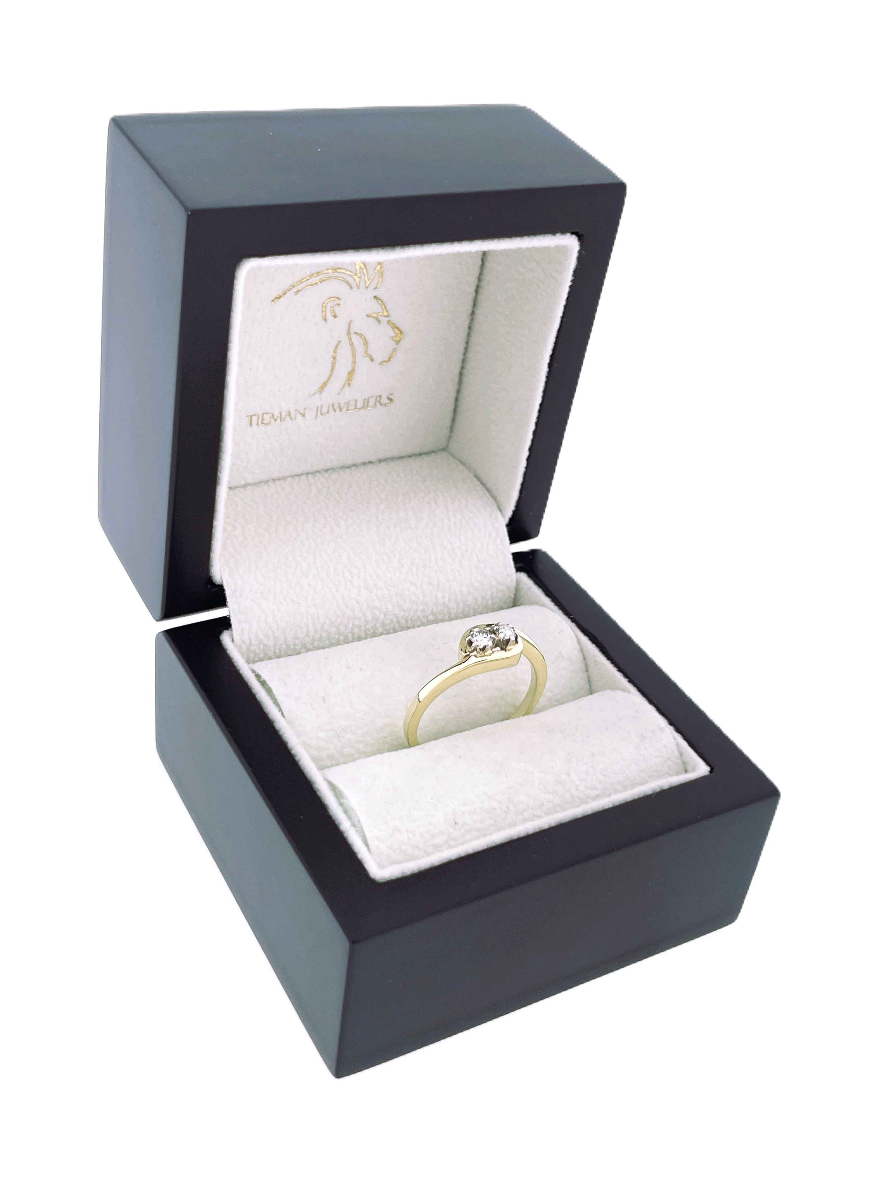 14 Karaat Gouden Toi-et-Moi Ring 0.10 ct Briljant Geslepen Diamant