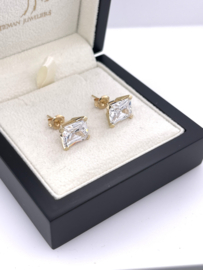 14 K Gouden Oorstekers Heldere Cubic Zirkonia Radiant Cut