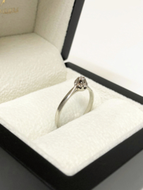 14 Karaat Witgouden Solitair Ring 0.03 ct Briljant Geslepen Diamant H / VS