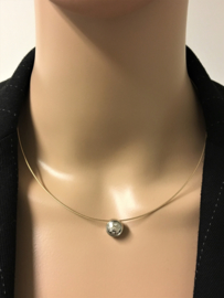 14 K Gouden Spang met Witgouden Glijder - 42 cm / 0.15 crt Diamant