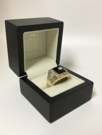 14 K Bicolor Gouden Heren Ring Onyx / Briljantgeslepen Zirkonia - 14,1 g