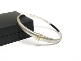 14 K Gematteerd Witgouden Slaven Armband Bangle 0.20 Diamant D/VVS1