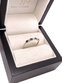 14 Karaat Gouden Aanschuifring Diamant Saffier