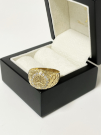 14 K Gouden Mercedes Ring 0.32 crt Briljantgeslepen Diamant - 7,1 g