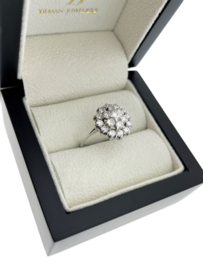 18 K Witgouden Rozet Ring 1.0 ct Briljant Geslepen Diamant TW / VS
