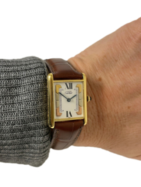 Must de Cartier Tank Large Quartz 590005 White Trinity Roman Dial
