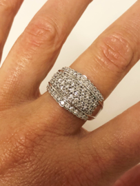 14 K Witgouden Bandring ca 0.60 crt Briljantgeslepen Diamant - 8,8 g