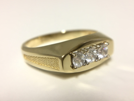 14 K Gouden Heren Ring Briljantgeslepen Heldere Zirkonia