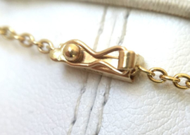 14 K Gouden Schakelcollier Vaste V-hanger Robijn Diamant