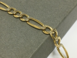 18 K Massief Gouden Figaro Schakel Armband (Geslepen) - 22,5 cm / 19,1 g