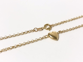 14 K Gouden Jasseron Ketting Met Hartje - 44 cm