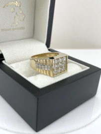 14 Karaat Bicolor Gouden Rolex Ring Heren 1.55 ct Briljant Geslepen Diamant G/VS - 12.6 g