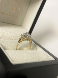 Antiek Gouden Rozet Ring 0.15 Crt Briljantgeslepen Diamant