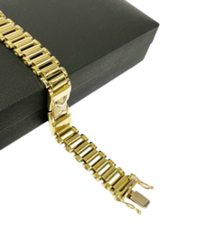 18 Karaat Gouden Schakel Armband Heren Witgouden Tussenliggers - 21 cm / 31,1 g / 1 cm