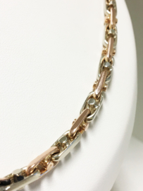 14 K Bicolor Gouden BRACCIO Schakel Ketting 63 cm / 81,96 gr