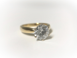 18 K Gouden Solitair Ring 1.57 crt Briljantgeslepen Diamant F/SI2 - GIA Certificaat