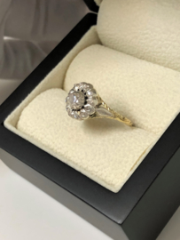 Antiek 14 K Gouden Rozet Ring 0.30 crt Roos Diamant