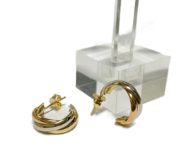 18 Karaat Tricolor Gouden Oorstekers Ringen