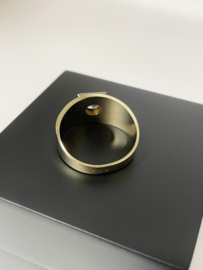 14 K Bicolor Gouden Heren Ring Briljant Geslepen Heldere Zirkonia - Mt 20