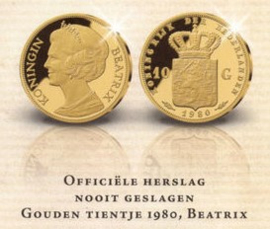 Nederland - Penning Gouden Tientje Beatrix 1980 Herslag in Goud