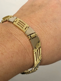 18 K Bicolor Gouden Heren Schakel Armband - 20,2 cm / 34 g