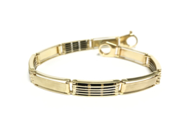 14 K Gouden Heren Schakel Armband Onyx - 21 cm / 17,4 g