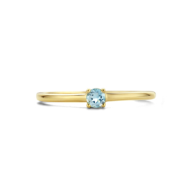14 K Geelgouden Ring Met Geboortesteen Aquamarijn 0.12 ct - Mt 17