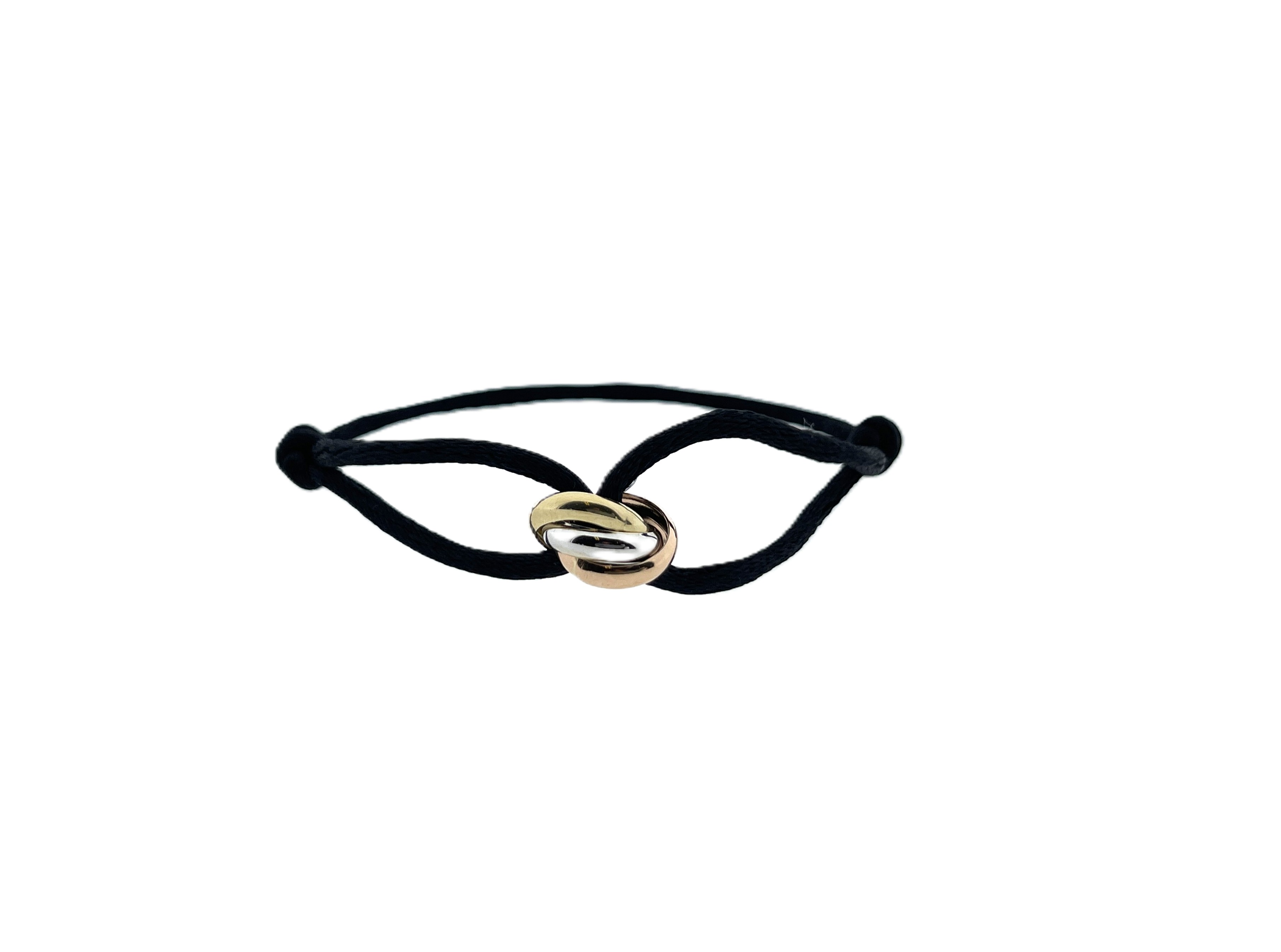 Satijnkoord Armband Tricolor Gouden Ringen 13-26 cm / 11 mm