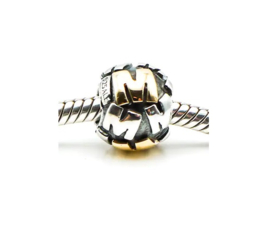 PANDORA 790298 M Retired Sterling Zilver and 14K Goud - Letter Charm / Bedel M