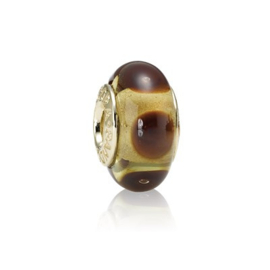 PANDORA 750402 Brown Mystic Charm Murano Glas Bedel 14 K Goud