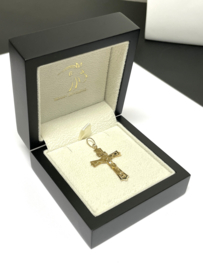 Uno a Erre 14 Karaat Gouden Hanger Kruis Jezus Figuur INRI - 4 cm