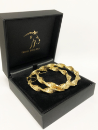 14 K Gouden Wokkel Creolen Versace Motief Meander - 6 cm / 7,5 g