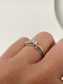 Le Chic 14 K Bicolor Gouden Solitair Ring 0.11 Crt Briljant Geslepen Diamant G/IF