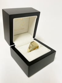 Handvervaardigd Antiek Gouden Heren Monogram Ring Handgestoken Gravering- H J / Mt 20
