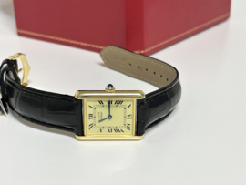 Must de Cartier Tank Large Quartz Roman Dial Incl Garantie / Alligator Zwart