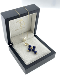 18 Karaat Gouden Hanger Kruis Lapis Lazuli - 3.5 cm