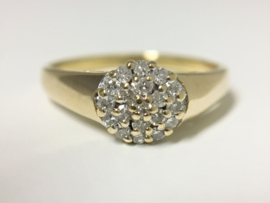14 K Gouden Rozet Ring 0.20 crt Briljantgeslepen Diamant