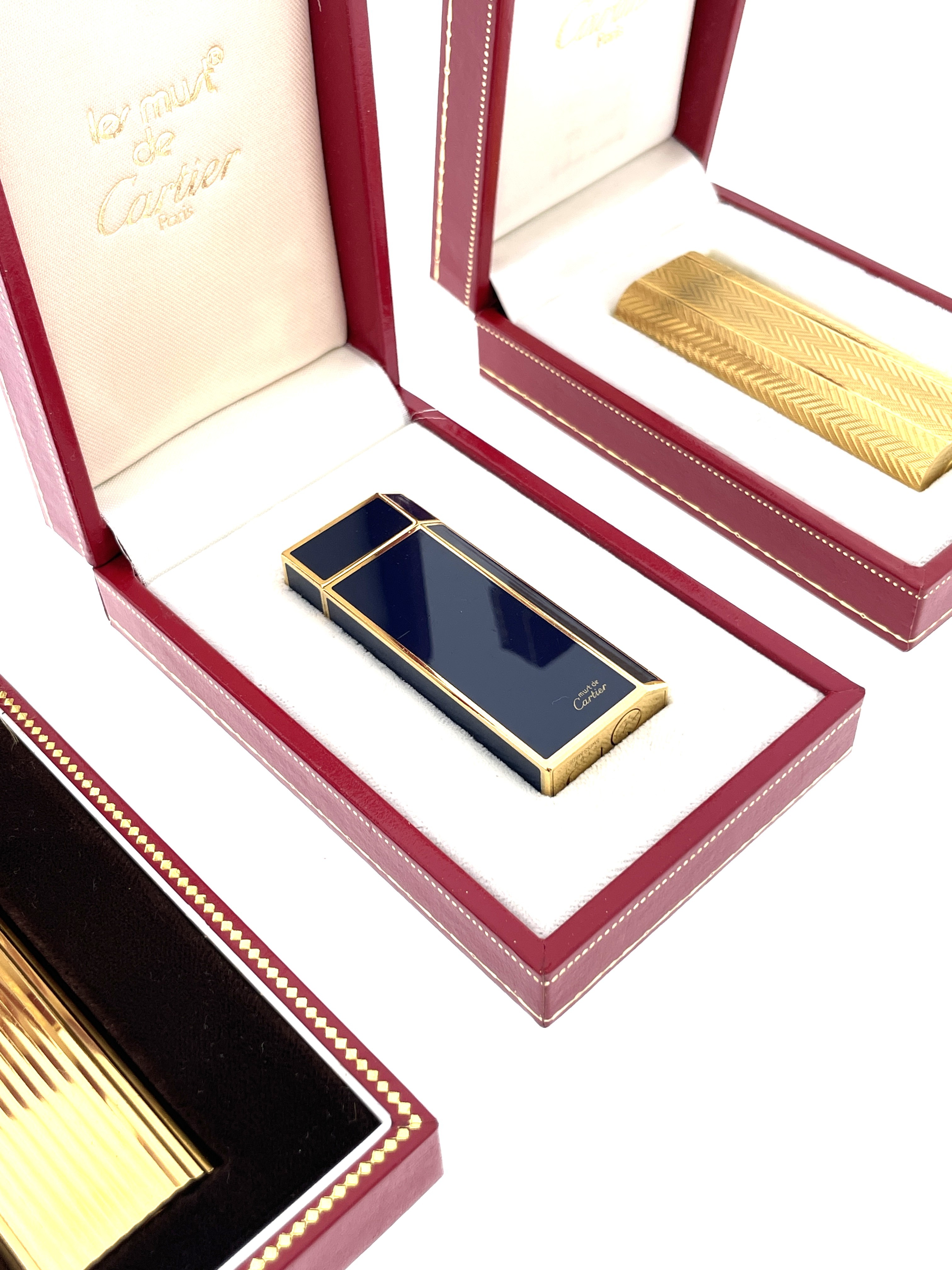 Les Must de Cartier Vermeil en Laque Bleu - Gas Aansteker / Blauw Emaille
