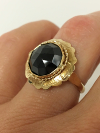 Antiek Gouden Rozet Ring Facetgeslepen Granaat