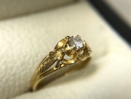 Antiek Gouden Solitair Ring 0.18 ct Briljant Geslepen Diamant H/VS2