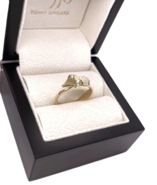 14 Karaat Gouden Fantasie Design Ring 0.02 ct Briljant Geslepen Diamant