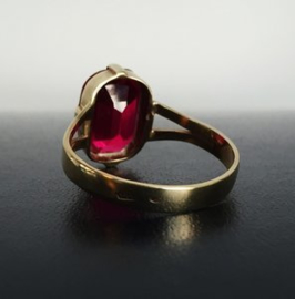 Antiek Handvervaardigd 14 K Gouden Robijn Ring