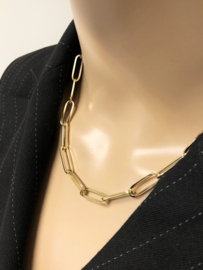 14 K Gouden Paperclip Schakel Collier - 46 cm / 14,9 g / 7 mm