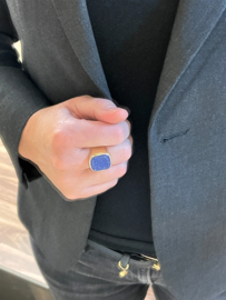 Grove 14 K Gouden Heren Stomphoek Ring Lapis Lazuli - 8,9 g / Mt 19.5