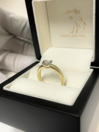 14 K Gouden Solitair Ring Verlovings Ring 0.20 Crt Briljantgeslepen Diamant G / IF - Loupe Zuiver