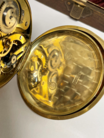 14 K Gouden Ligne Droite Remontoir Ancre Spiral Briguet 18 Rubis Chaton Zakhorloge  Datering ca 1900