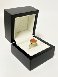 Antiek 14 K Gouden Ring Roos Geslepen Carneool
