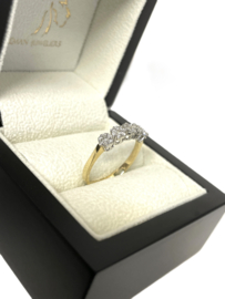 14 Karaat Bicolor Gouden Bloemen Rijring 0.50 ct Briljant Geslepen Diamant H/SI