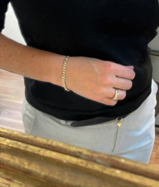 Bicolor Gouden Tennis Armband 0.21 ct Briljant Geslepen Diamant - 18 cm