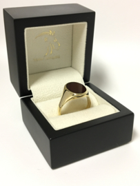Antiek 14 K Massief Gouden Heren Zegelring Zwartrode Carneool - 8,35 g